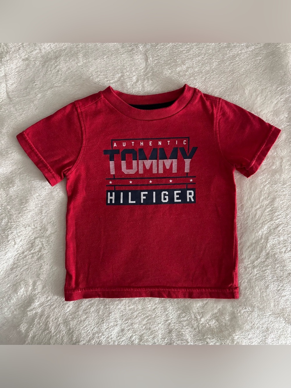 Tommy Hilfiger Red Short Sleeve Logo Tee for Kids